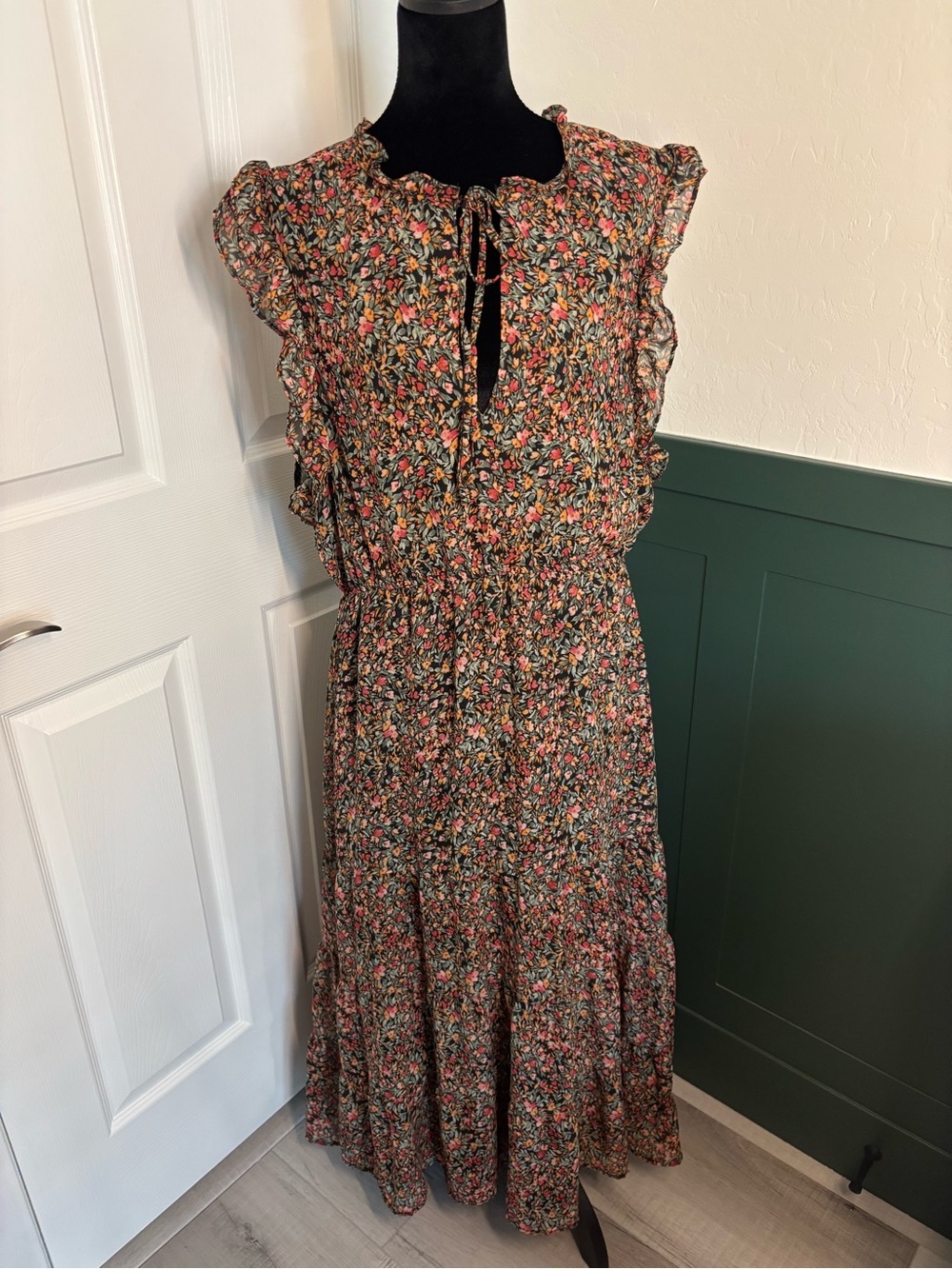 BB Dakota Steve Madden Floral Ruffle Sleeve Midi Dress XL Cottagecore Boho